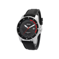Relógio Orient Masculino Sport Mbsp1039 Aço Silicone Correia Prata Bisel Prata Fundo Preto