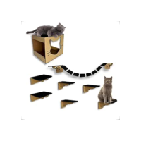 Playground Para Gatos 8 Peças Mdf 6mm Kit Nicho Gato Prateleiras Ponte e Degraus - Seguro e Resistente
