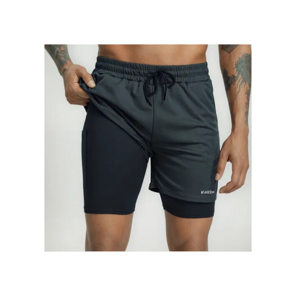 Bermuda 2 Em 1 Short Duplo Com 2 Bolso Laterais E 1 Interno