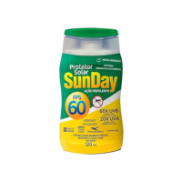 Protetor Solar Ação Repelente FPS 60 Sunday Frasco, Branco, Nutriex, 120 ml