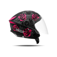 CAPACETE ABERTO PRO TORK NEW LIBERTY 3 FLOWERS FOSCO ROSA - PRETO TAM. 58