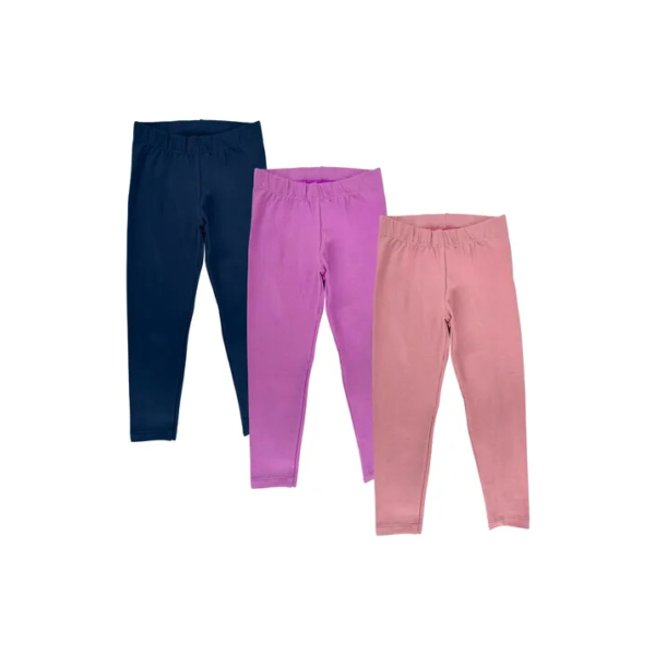 Kit 3 Leggings Cotton Básica Lisa Infantil Juvenil 1-14 Anos