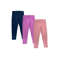 Kit 3 Leggings Cotton Básica Lisa Infantil Juvenil 1-14 Anos