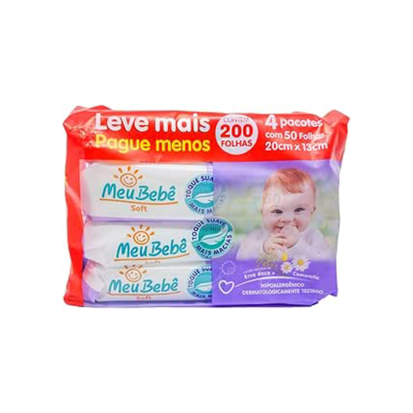 Hygieline Toalha Umedecida Meu Bebe Soft 4x50 Unidades