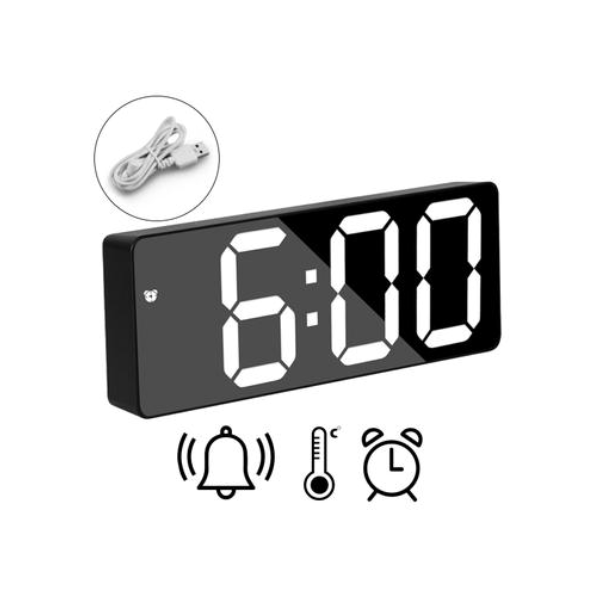 Relógio De Mesa Digital Led Bivolt C/Calendário Alarme Temperatura Para Cama Cabeceira - HOME GOODS