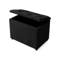 Baú Retangular Guarda Volumes Brinquedos Decoração Assento Quarto Sala (Preto Suede)