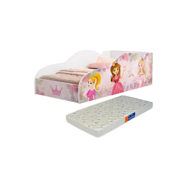 Mini Cama Infantil Para Meninas Princesa Com Colchão Cor Branco Princesas