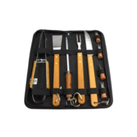 Kit Churrasco Completo 10 Peças com Bolsa Aço Inox e Cabo de Madeira Premium Chaleur Brasil