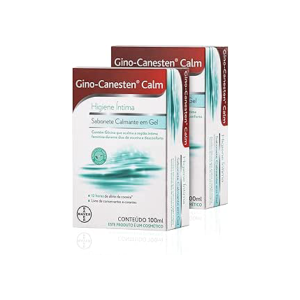 GINO-CANESTEN Calm Kit Sabonete Íntimo Calmante em Gel, Sabonete Líquido Feminino para Higiene, 2 Unidades de 100ml