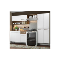 Armário De Cozinha Compacta Modulada Madesa Emilly Pop Com Armário E Balcão Rp Cor Rustic/Branco GREM229002