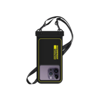 Bolsa de telefone à prova d'água flutuante, capa de telefone IP68 à prova d'água para iPhone 16 Pro 15 14 13 12 11 Pro Max Samsung Google, bolsa seca com cordão ajustável, até 6,7 polegadas preta