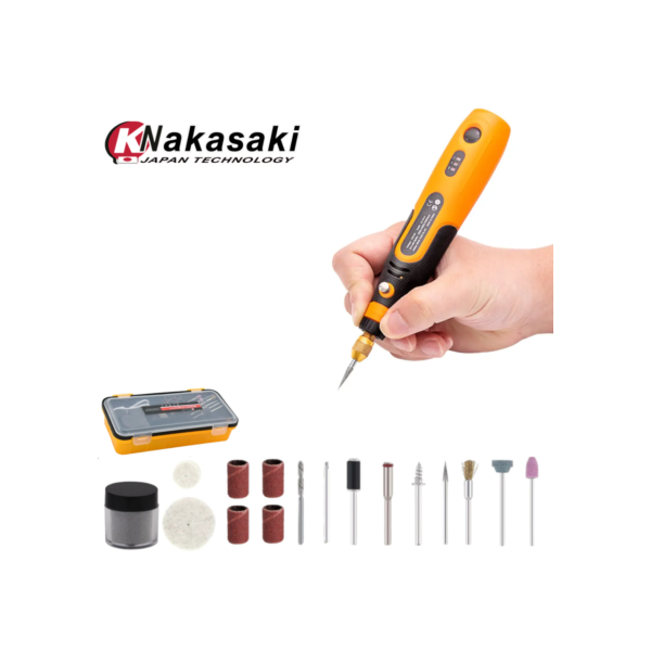 Mini Retífica a Bateria Sem Fio Portátil 3 Velocidades + Maleta 32Pçs Multifunções Micro Lixadeira