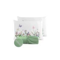 Kit Jogo de Lençol Micropercal 400 Fios Ponto Palito Fronha Estampada