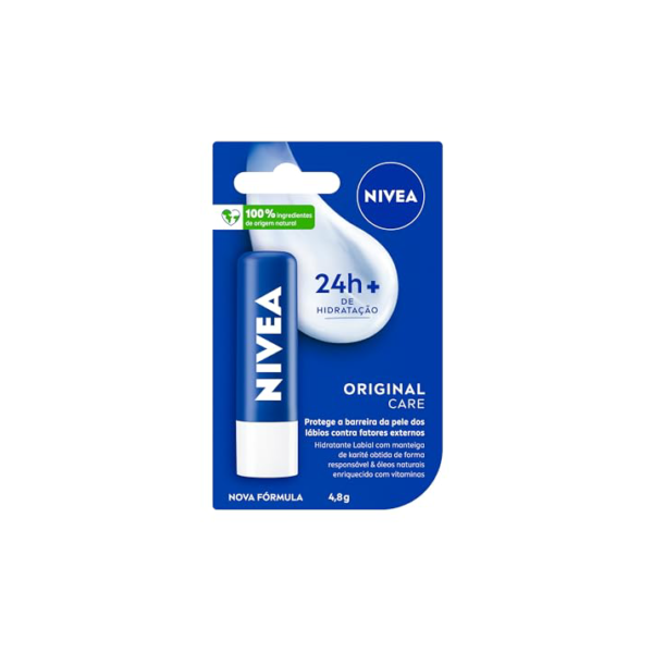 NIVEA Hidratante Labial Original Care - Com Manteiga de Karité & Pantenol, hidrata por 12 horas oferecendo proteção e cuidados intensivos aos seus lábios - 4,8g