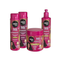 Salon Line, Kit SOS Cachos 10 em 1 Multibenefícios com 4 Produtos, Não Veganos - Para Ondulados, Cacheados e Crespos, 300ml e 500g