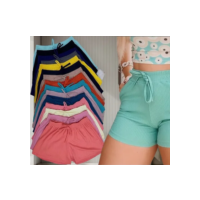 Kit 5 Short Shortinho Malha Canelado Feminino Moda Praia