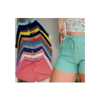 Kit 5 Short Shortinho Malha Canelado Feminino Moda Praia