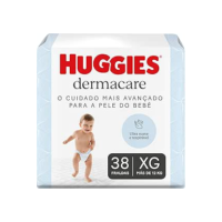 Fralda Huggies Premium Dermacare Tamanho XG - 38 Fraldas Premium com formato anatômico, materiais ultra macios e respiráveis. Super absorção de até 12 horas e ajuda previnir assaduras