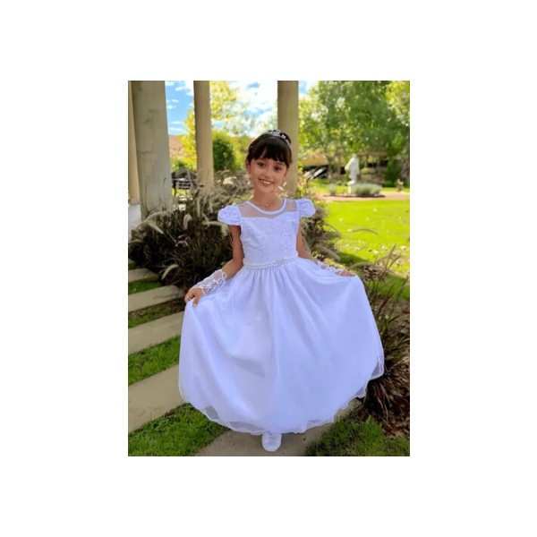 Vestido Branco Dama De Honra Longo - 4 Ao 16