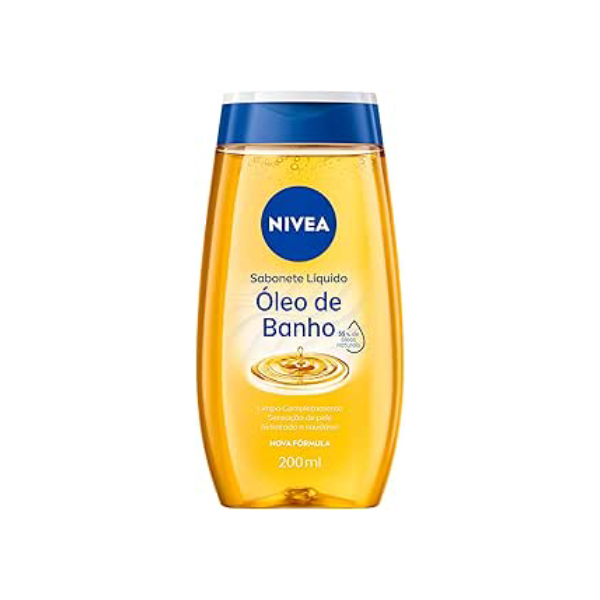 NIVEA Sabonete Líquido Óleo de Banho 200ml - Com 55% de óleos naturais, produz espuma cremosa e proporciona hidratação intensa, maciez e cuidado único com a pele