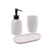 Conjunto 3 peças para Banheiro de Cerâmica Londres Branco e Preto Lyor