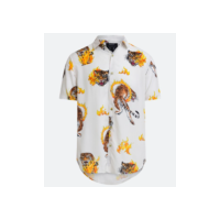 Camisa Regular em Viscose com Estampa de Tigre no Fogo Branco