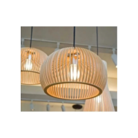 Lustre Luminária Teto Grande Pendente Bola de Madeira Decoração Sala de Jantar Cozinha Quarto