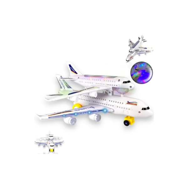 Brinquedo Avião Com Luzes Sons Anda Bate E Volta Presente Cor Branco Personagem JATINHO