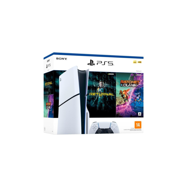 Console PlayStation 5 Slim Sony, SSD 1TB, Com Controle Sem Fio DualSense, Branco + 2 Jogos - 1000038899