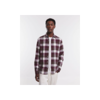 Camisa Comfort em Algodão com Estampa Xadrez e Manga Longa Vermelho Bordo