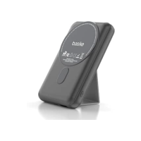 Basike Power Bank, 10000mAh Carregador Portátil Universal por Indução, 15W Carregamento Rápido, Suporte Dobrável，Compatível com MagSafe (Cinza)