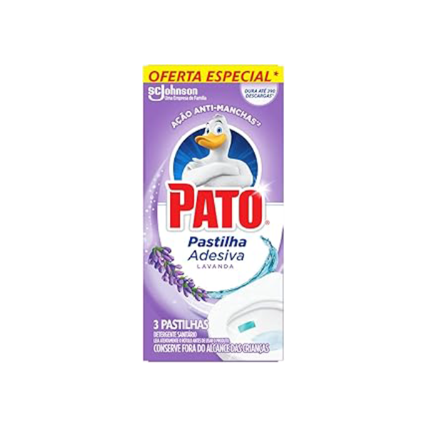 Pato Desinfetante Pastilha Sanitária Adesiva Lavanda, 3 unidades