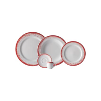 Serviço de Jantar e Café 20 Peças em Porcelana, Decoração Névoa Vermelho, Porcelana Schmidt