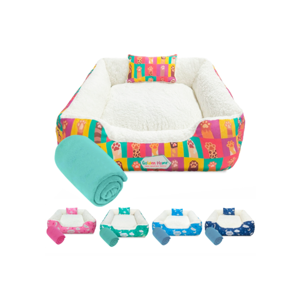 Caminha de Cachorro Gato 60x60 3pc Cama Pet Impermeável Com Zíper Mantinha Pet