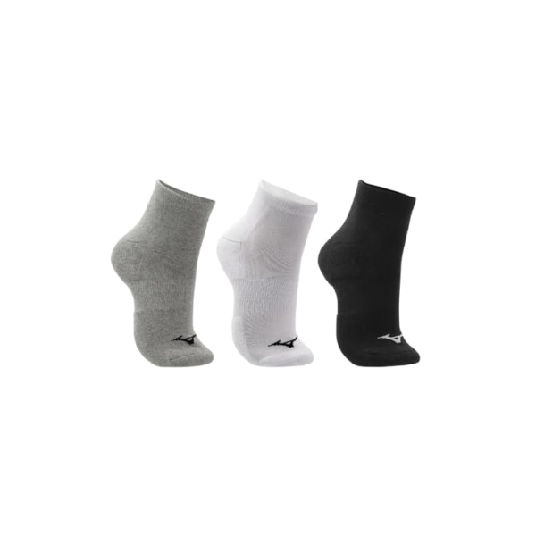 Tripack Mizuno Meia Prime, Cano Curto, 39/44, Mescla/Branco/Preto