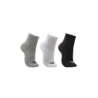 Tripack Mizuno Meia Prime, Cano Curto, 39/44, Mescla/Branco/Preto