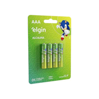 Pilha Alcalina, Elgin, Palito AAA, Blister com 4