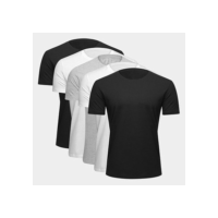 Kit Camiseta Básica Masculina c/ 5 Peças - Preto+Branco