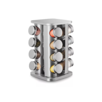 Mm House porta tempero 16 potes inox cor cinza