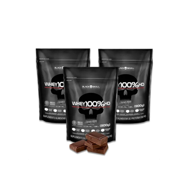 3x Whey Black Skull Triple Pack Pós Treino Massa Magra