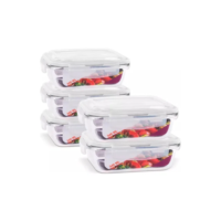 Kit 05 Marmita Pote Vidro Hermético Vidro Tampa Trava 340ml