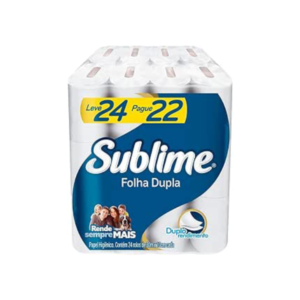 Sublime - Papel Higiênico, Folha Dupla, 24 rolos