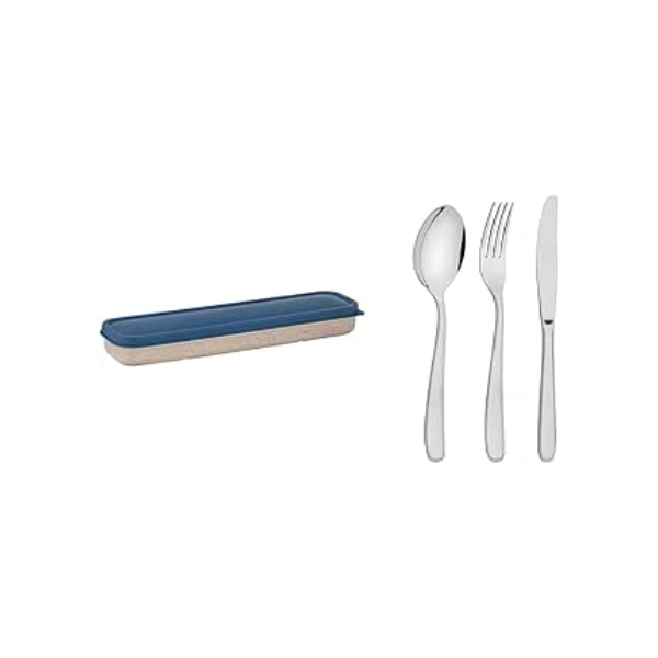 Conjunto Talher Aco Inox Com Estojo Tampa Azul Tramontina