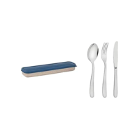 Conjunto Talher Aco Inox Com Estojo Tampa Azul Tramontina