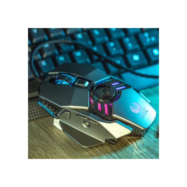 Mouse Gamer Haiz 3200 dpi Ajustável 7 Botões Base Metal Led RGB Cabo 1,8m