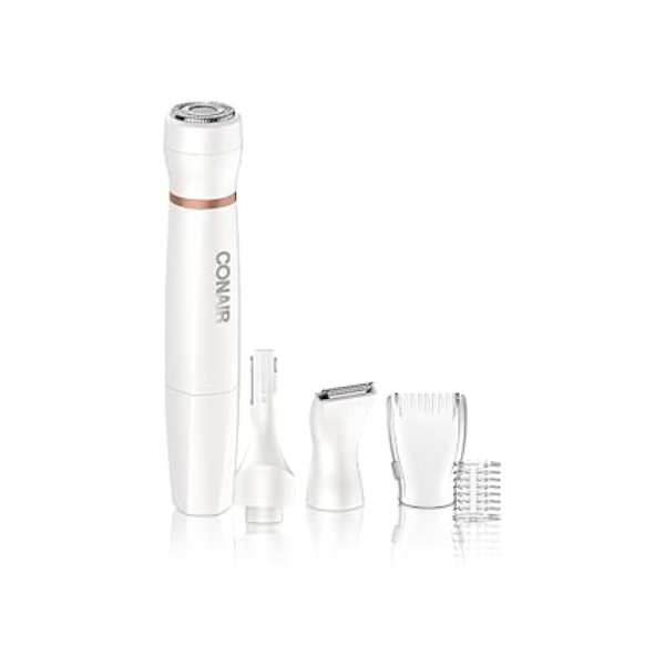 CONAIR Depilador Feminino Aparador Facial e Corporal All-In-One - 5 Acessórios, Sem Fio, Pilha