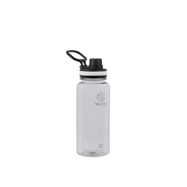 Takeya Garrafa de água esportiva Tritan de 946 ml com tampa de bico, qualidade premium, materiais de grau alimentício sem BPA, transparente