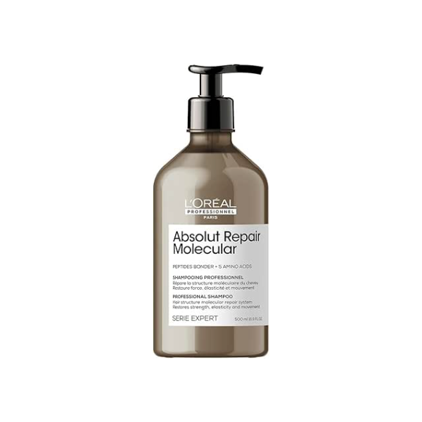 L’Oréal Professionnel Shampoo Absolut Repair Molecular, Repara Danos e Restaura Todos os Tipos de Cabelos Danificados, Sem Sulfato, SERIE EXPERT, 500ml