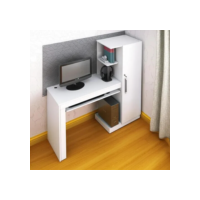 Escrivaninha Valdemóveis Mesa com armário 1 porta mdf mdp de 130cm x 136cm x 44cm branco Fosco