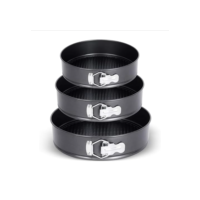 Conjunto de 3 Formas para Bolo Redondas com Fundo Removível, Antiaderentes, 24cm, 26cm e 28cm, Pretas